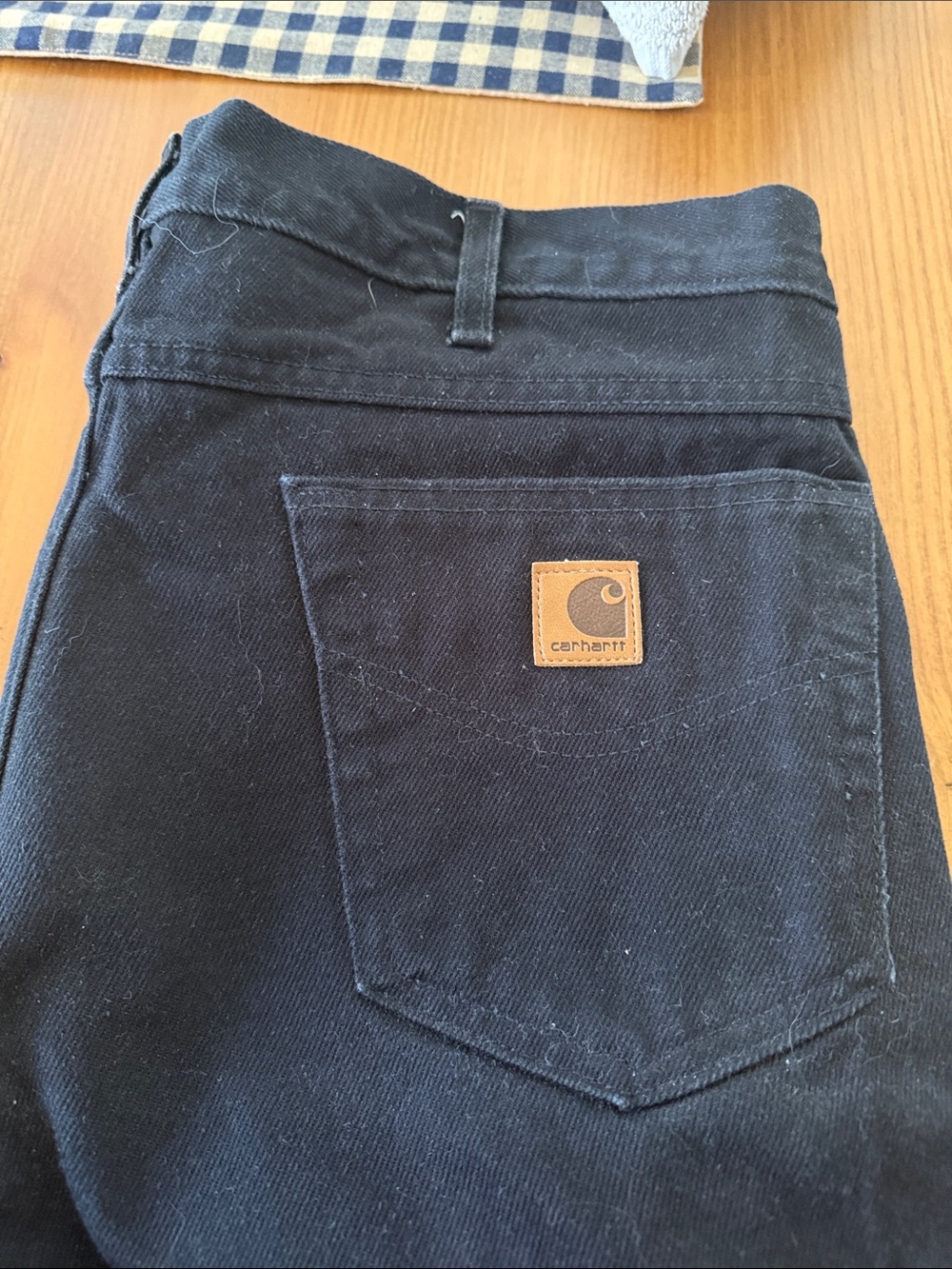 Carhartt Black Denim Jeans with Tan Leather Logo Patch 36x30